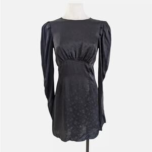 The Andamane Hope Open Back Long Sleeve Mini Cocktail Dress in Black